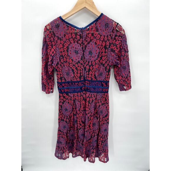 MIUSOL Maroon Navy 3/4 Lace Fit and Flare Dress // S - Picture 13 of 15